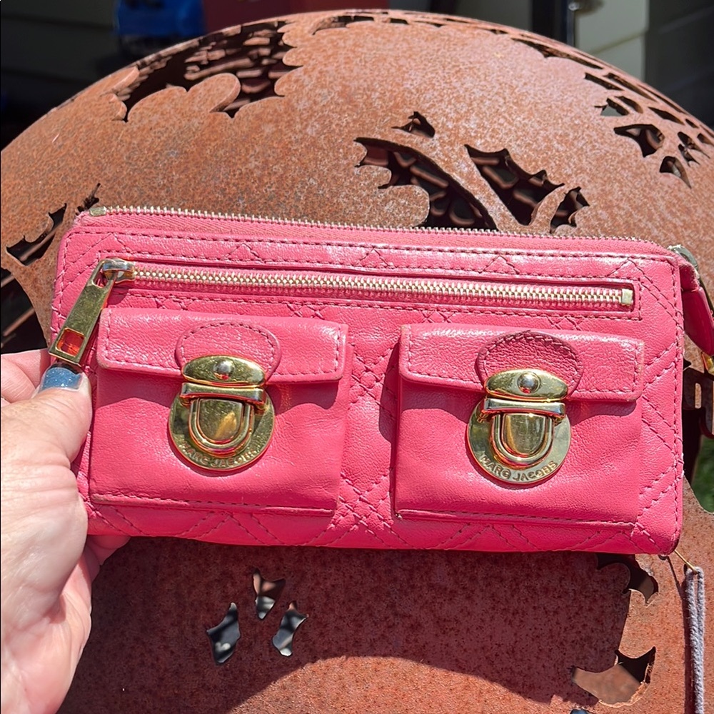 Marc Jacobs Pink Wallet with Gold Hardware